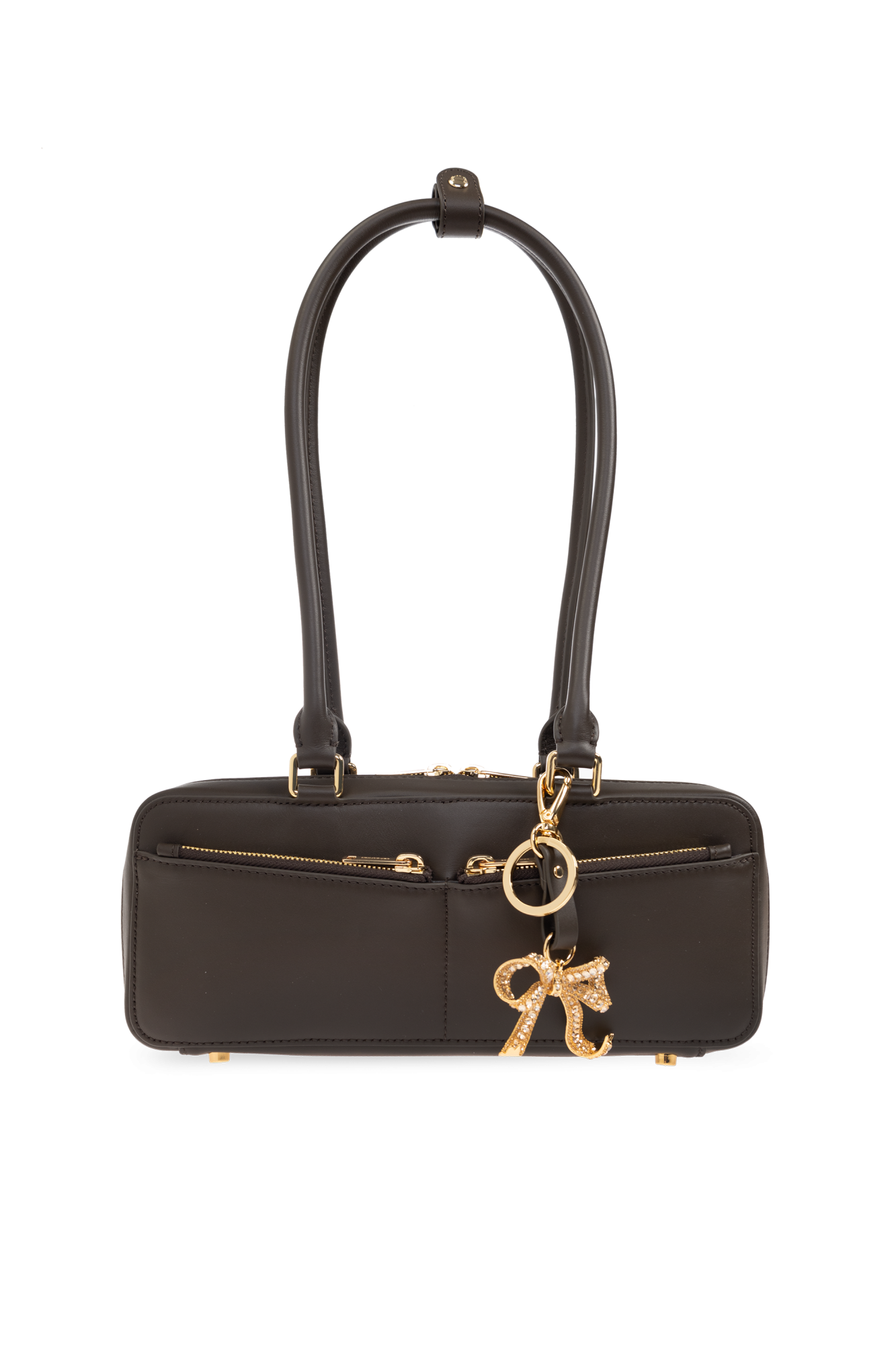 ショルダーバッグ・ポシェット SELF PORTRAIT FW25 (PF25 313A BR BROWN) Brown Leather Mini Shoulder Bag With Charm – self-portrait-US